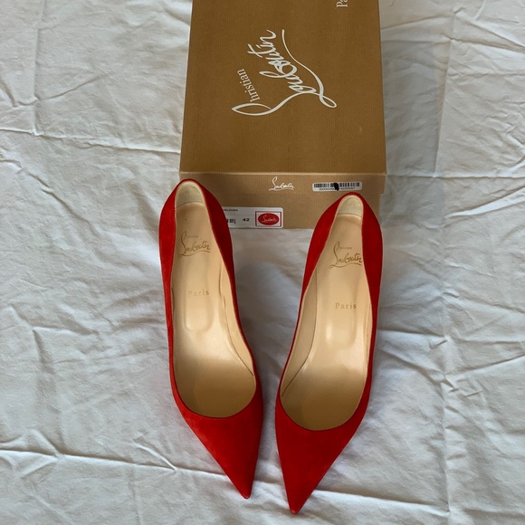 Christian Louboutin Clare Red Suede Veau Velours Pump, Size 42! - Picture 7 of 10